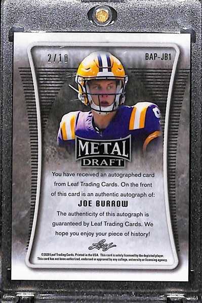 2020 Leaf Metal Draft Joe Burrow Autograph Rookie (Green Refractor) # 2/10