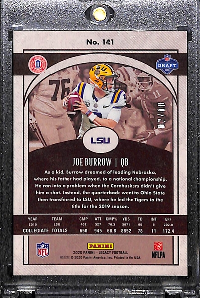 2020 Panini Legacy Joe Burrow Pink Cracked Ice Rookie Card Short-Print #2/10