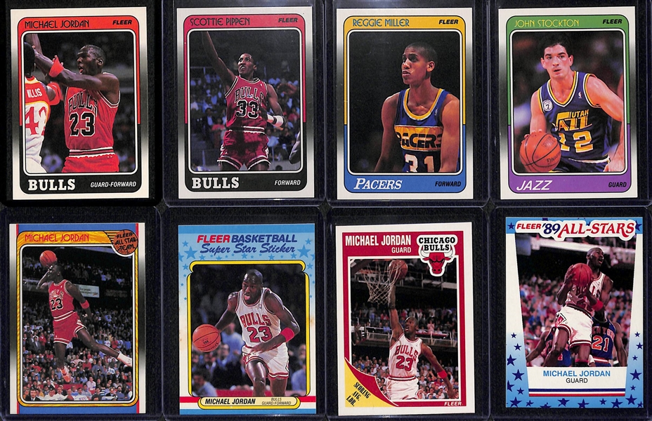 1988-89 Fleer and 1989-90 Basketball Complete Sets Including Both Sticker Set - All 132 Cards and 11 Stickers From Both Years