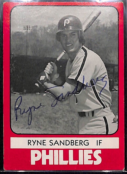 RARE 1980 TCMA Ryne Sandberg Reading Phillies Pre-Rookie Card (Autographed) - JSA LOA