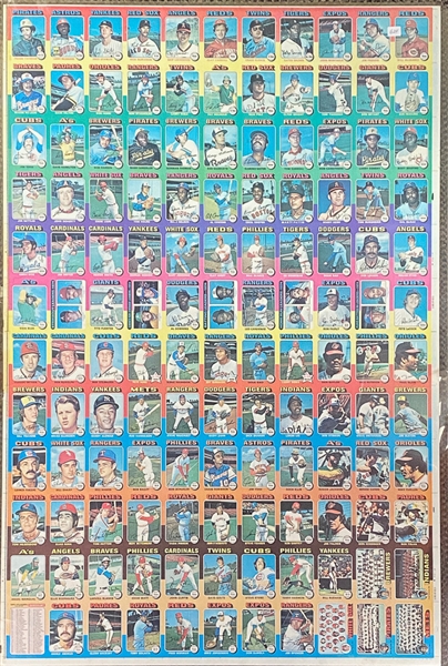 1975 Topps Baseball Card Uncut Sheet of 132 Cards w. Nolan Ryan 