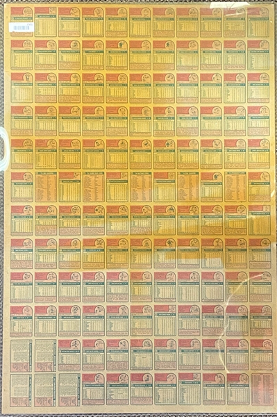 1975 Topps Baseball Card Uncut Sheet of 132 Cards w. Nolan Ryan 