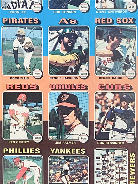 1975 Topps Baseball Card Uncut Sheet of 132 Cards w. Nolan Ryan 