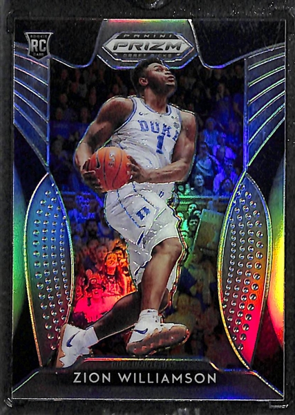 2019-20 Zion Williamson Rookie Lot (Prizm Draft Silver, Mosaic Pink Camo Debut, and Prizm Draft Crusade Silver)