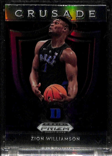 2019-20 Zion Williamson Rookie Lot (Prizm Draft Silver, Mosaic Pink Camo Debut, and Prizm Draft Crusade Silver)