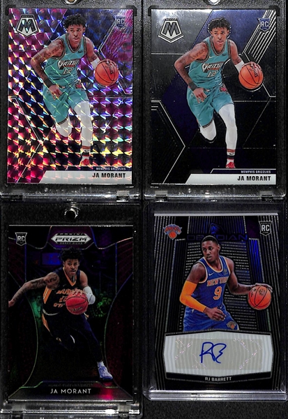 2019-20 Basketball Rookie Card Lot - (3) Ja Morant Rookies and RJ Barrett Obsidien Autograph