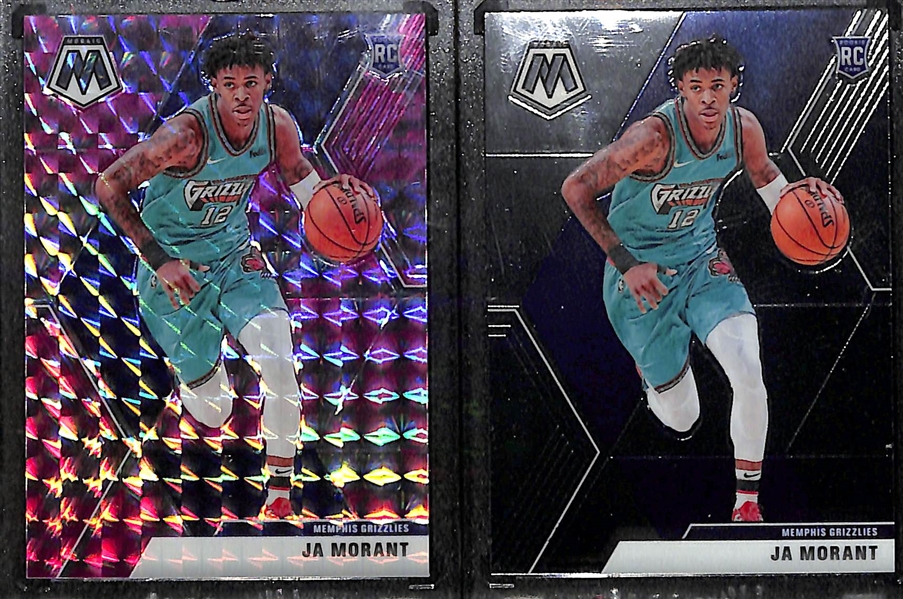 2019-20 Basketball Rookie Card Lot - (3) Ja Morant Rookies and RJ Barrett Obsidien Autograph