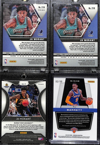 2019-20 Basketball Rookie Card Lot - (3) Ja Morant Rookies and RJ Barrett Obsidien Autograph