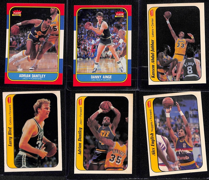 Nice Lot of (86) 1986-87 Fleer Basketball Cards & Stickers w. Rookies & Stars (Barkley, Ewing, Bird, Mullin, Dr. J, Olajuwon, I. Thomas)