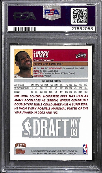 2003-04 Topps Lebron James Rookie Graded PSA 9 Mint