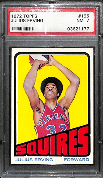 1972-73 Topps Julius Erving #195 Rookie Card Graded PSA 7