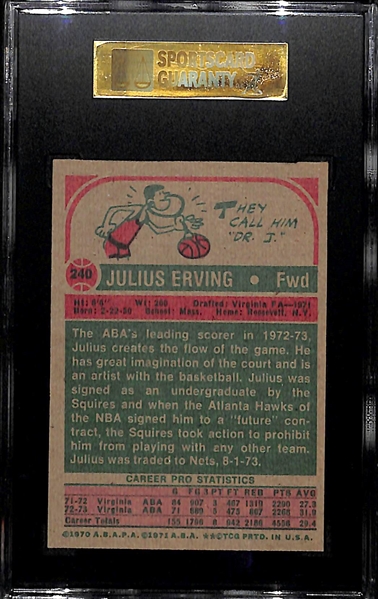 1973-74 Topps Julius Erving All Star #240 Graded SGC 8.5