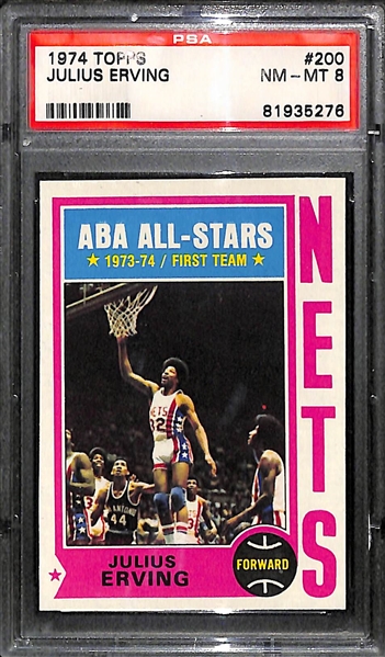 1974-75 Topps Julius Erving All Star #200 Graded PSA 8