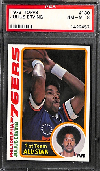 Julius Erving Graded Lot - 1978 #130 Graded PSA 8 and 1979 #20 Graded SGC 92 (8.5)
