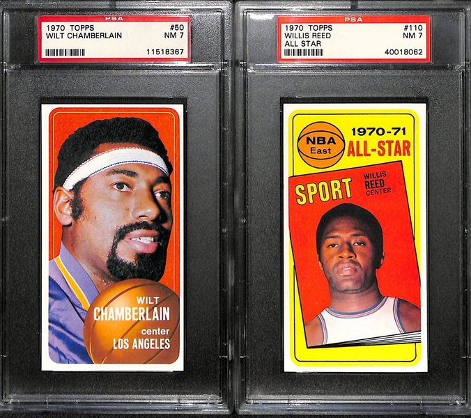 1970 Topps Tall Boy Lot - Wilt Chamberlain #50 PSA 7 and Willis Reed All-Star #110 PSA 7 