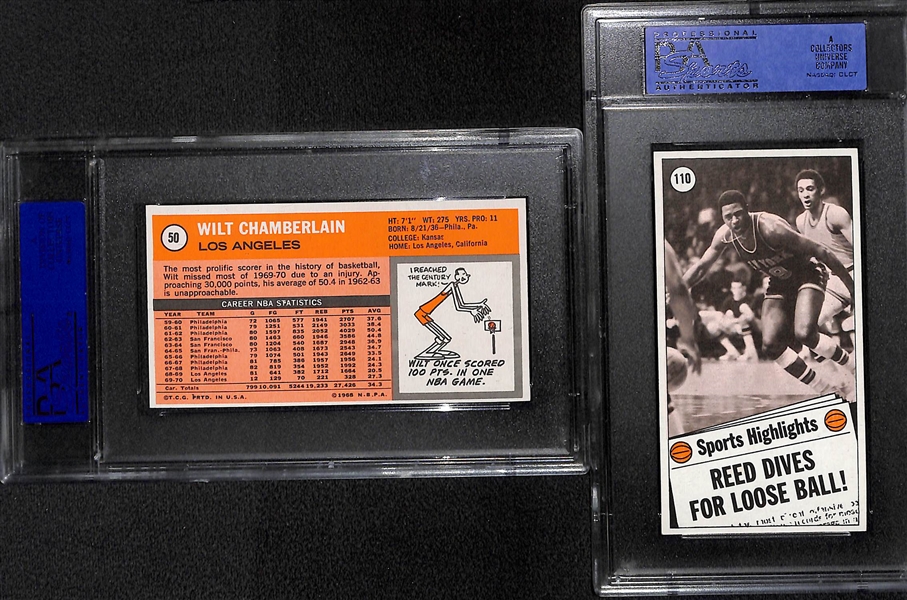 1970 Topps Tall Boy Lot - Wilt Chamberlain #50 PSA 7 and Willis Reed All-Star #110 PSA 7 