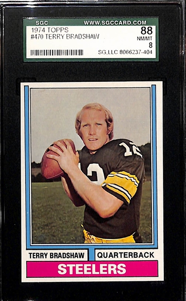 (5) High-Grade Terry Bradshaw Lot - 1972 BVG 7.5, 1972 IA PSA 8, 1972 Sunoco PSA 9, 1974 SGC 8, 1977 PSA 8