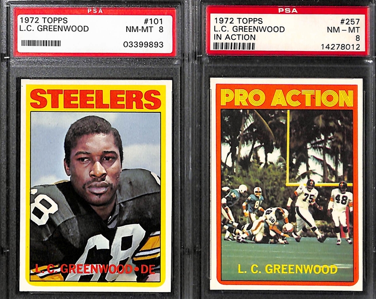 (6) Steelers Graded Lot - 1969 Russell PSA 8, 1971 Kellogg's Russell PSA 8, (2) 1972 Greenwood Cards (Both PSA 8), 1975 Swann HL PSA 9, 1978 J. Smith PSA 8