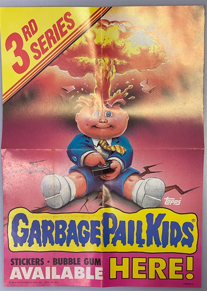 1986 Garbage Pail Kids 3rd Series Complete Wax Box of 48 Sealed Packs w. Original Poster