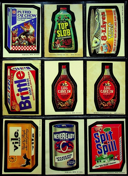 Lot of Assorted 1973-74 Topps Wacky Packages from Series 1-8 - 224 Stickers & 43 Checklists