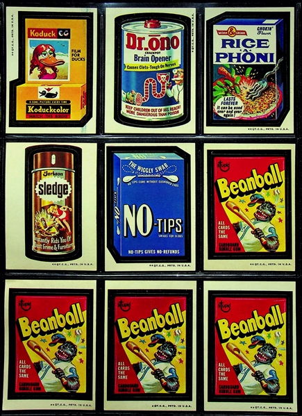 Lot of Assorted 1973-74 Topps Wacky Packages from Series 1-8 - 224 Stickers & 43 Checklists