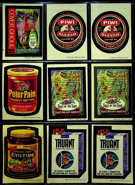 Lot of Assorted 1973-74 Topps Wacky Packages from Series 1-8 - 224 Stickers & 43 Checklists