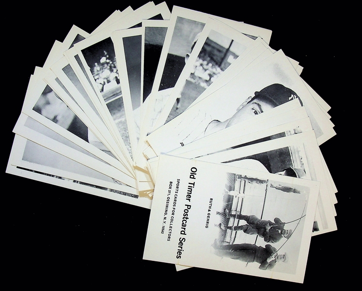 Rarely Seen 1970 Sports Cards for Collectors (SCFC) Old Timer Postcard Series Set (32 Post Cards w. 3 Babe Ruth, Lou Gehrig, Cobb, DiMaggio, Ruth/Gehrig)