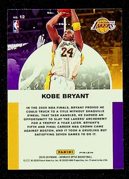 2019-20 Panini Donruss Optic Gold Wave Winner Stays TMALL #12 Kobe Bryant Card 