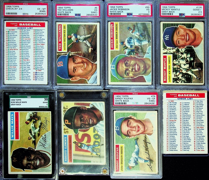 1956 Topps Baseball Card Complete Set of 340 Cards (65 Graded Cards) 
