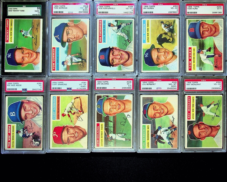 1956 Topps Baseball Card Complete Set of 340 Cards (65 Graded Cards) 