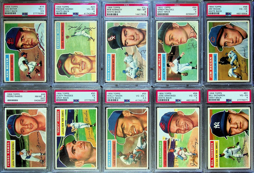 1956 Topps Baseball Card Complete Set of 340 Cards (65 Graded Cards) 