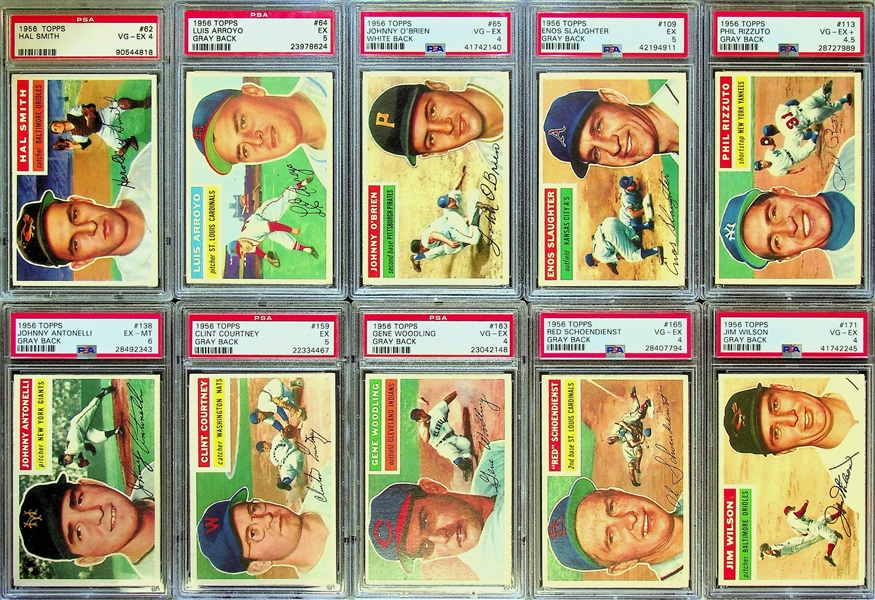 1956 Topps Baseball Card Complete Set of 340 Cards (65 Graded Cards) 