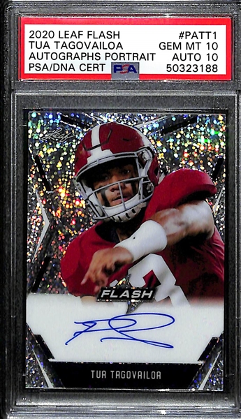 2020 Leaf Flash Tua Tagovailoa Autographed Rookie Card Graded PSA 10 (w. 10 Autograph Grade)