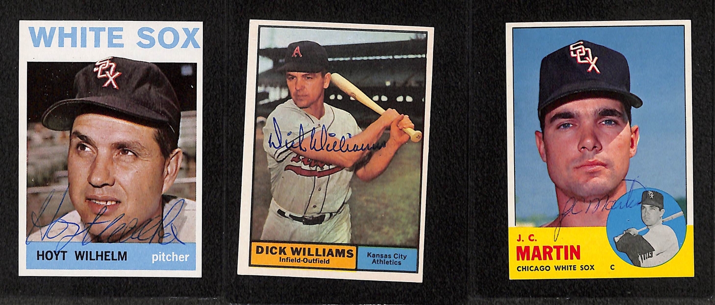 (5) Signed Topps Baseball Cards - 1964 H. Wilhelm, 1961 D. Williams, 1963 JC Martin, 1968 JC Martin, 1968 Kranepool