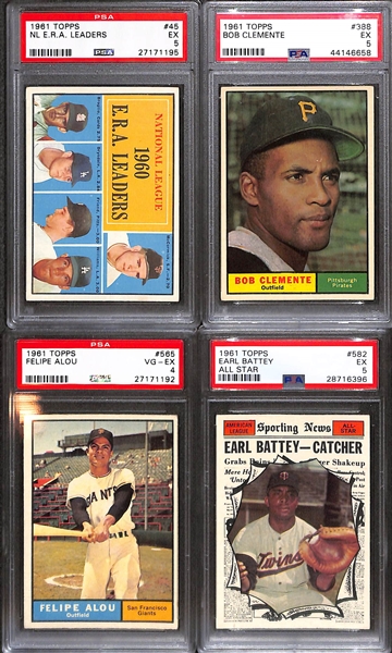 1961 Topps Baseball Near Complete Set (537 of 587 Cards) w. 5 PSA Graded Cards - Maris All Star PSA 6