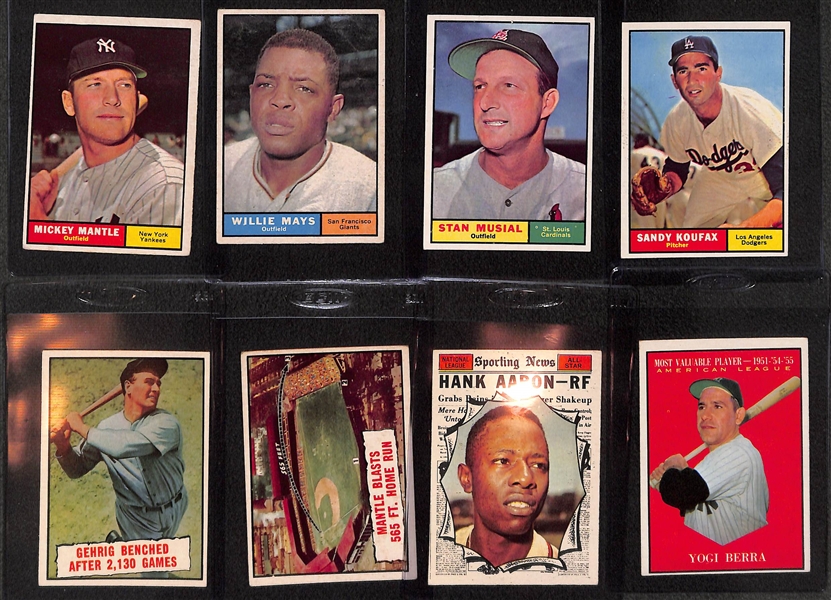 1961 Topps Baseball Near Complete Set (537 of 587 Cards) w. 5 PSA Graded Cards - Maris All Star PSA 6