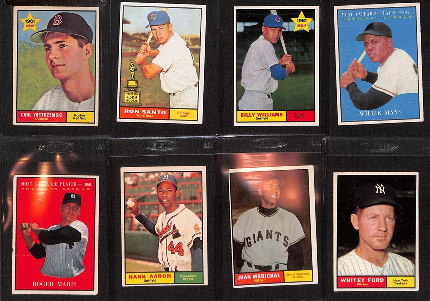 1961 Topps Baseball Near Complete Set (537 of 587 Cards) w. 5 PSA Graded Cards - Maris All Star PSA 6