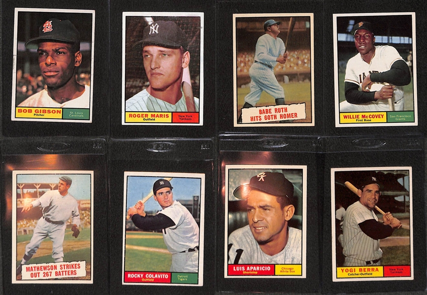 1961 Topps Baseball Near Complete Set (537 of 587 Cards) w. 5 PSA Graded Cards - Maris All Star PSA 6