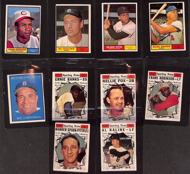 1961 Topps Baseball Near Complete Set (537 of 587 Cards) w. 5 PSA Graded Cards - Maris All Star PSA 6