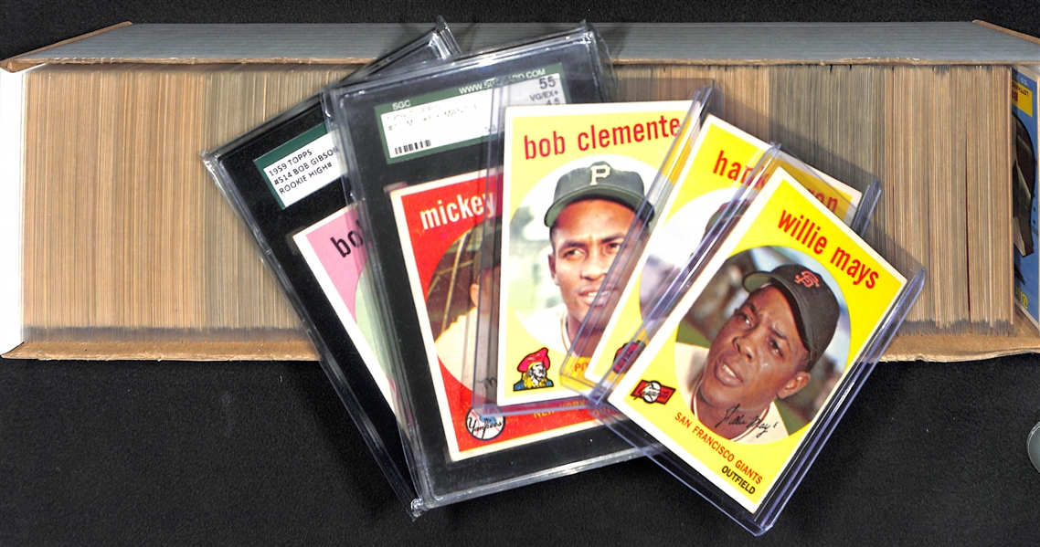 1959 Topps Baseball Card Complete Set w. Graded Mickey Mantle (SGC 4.5) & Bob Gibson Rookie (SGC 4)