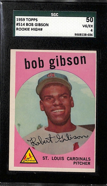 1959 Topps Baseball Card Complete Set w. Graded Mickey Mantle (SGC 4.5) & Bob Gibson Rookie (SGC 4)