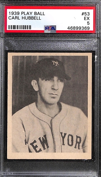 Lot of (3) Graded 1939 Play Ball Cards - Mel Ott PSA 3.5 and (2) Carl Hubbell Cards (PSA 5 and PSA 2.5)