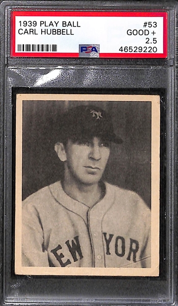 Lot of (3) Graded 1939 Play Ball Cards - Mel Ott PSA 3.5 and (2) Carl Hubbell Cards (PSA 5 and PSA 2.5)