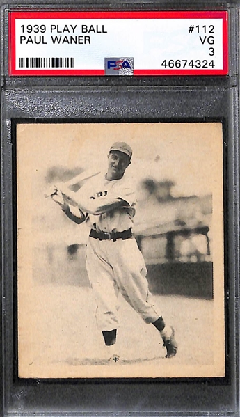 Lot of (3) Paul Waner Graded 1939 Play Ball Cards (PSA 2.5, PSA 3, and PSA 3.5)