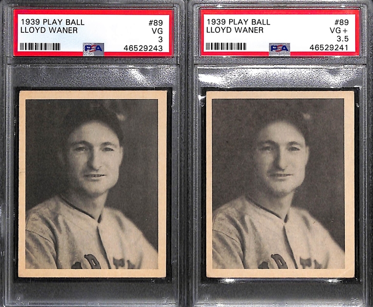 Lot of (4) Lloyd Waner Graded 1939 Play Ball Cards (PSA 3, PSA 3.5, PSA 4, and PSA 5.5)
