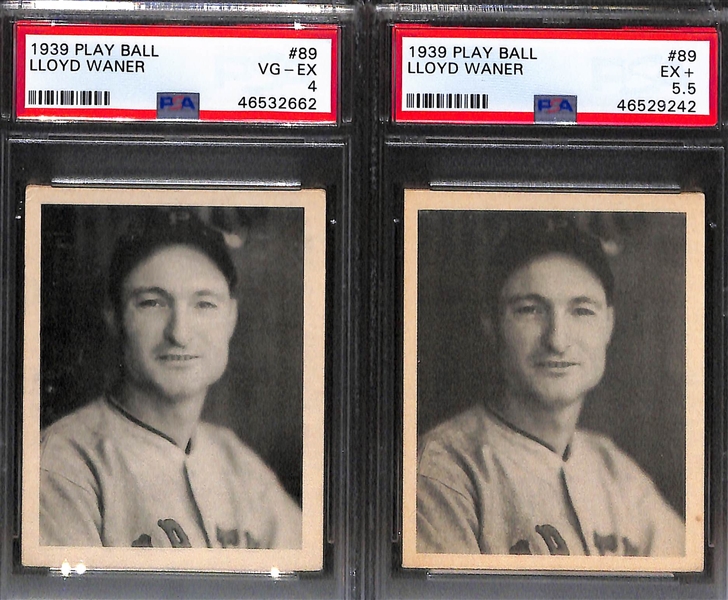 Lot of (4) Lloyd Waner Graded 1939 Play Ball Cards (PSA 3, PSA 3.5, PSA 4, and PSA 5.5)