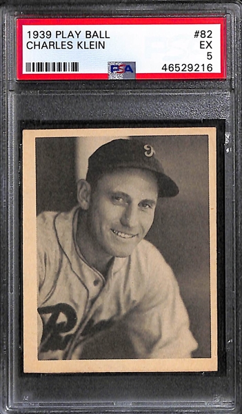 Lot of (3) Chuck Klein Graded 1939 Play Ball Cards (PSA 5, PSA 5.5, and PSA 5.5)