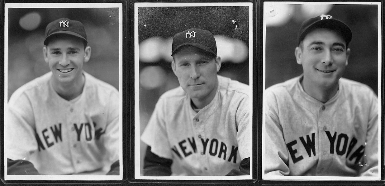 Lot of (3) 1930s Yankees Type 1 Photos by George Burke (Joe Gordon, Red Ruffing, Tony Lazzeri)