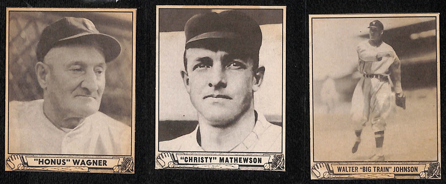 Lot of (3) Authentic/Trimmed HOFer 1940 Play Ball Cards - Honus Wagner, Christy Mathewson, Walter Johnson
