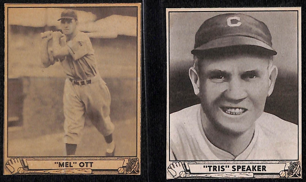 Lot of (10) Authentic/Trimmed HOFer 1940 Play Ball Cards - Ott, Speaker, Alexander, Lajoie, Greenberg, Averill, Hooper, Gomez, McKechnie, Heilmann